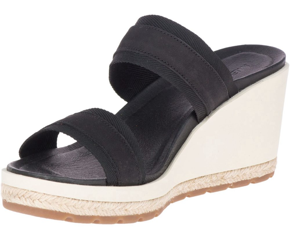 Sandały Merrell Damskie Czarne - Kaiteri Wedge Slide - 503298-HBZ